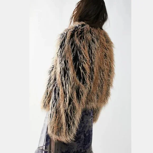 Free People Ombre All Night Faux Fur Jacket - NEW - Picture 6 of 14